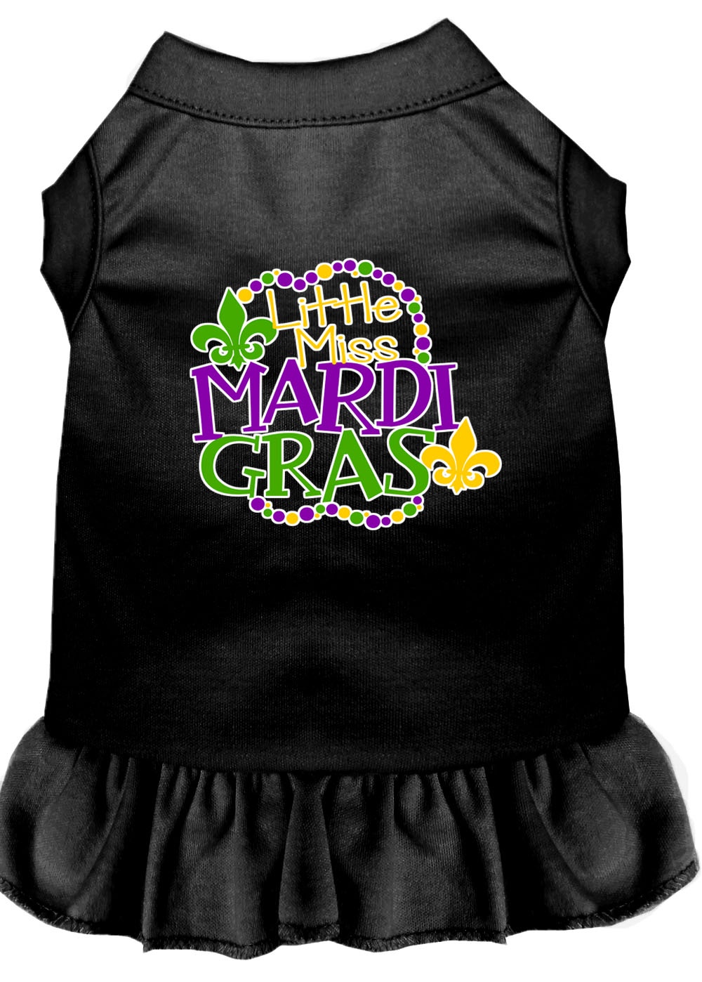 Miss Mardi Gras Screen Print Mardi Gras Dog Dress Black XS